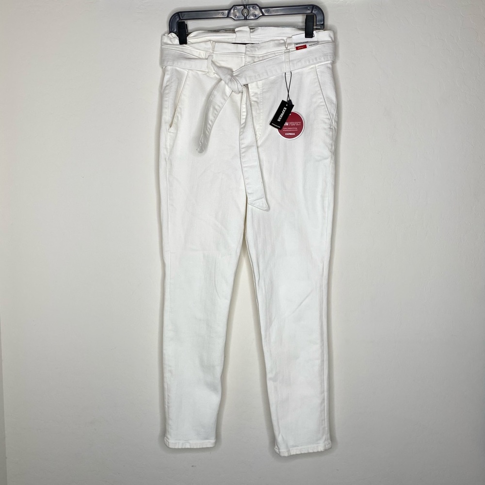 Express NWT denim perfect cropped belted jeans 10 - Picture 8 of 10